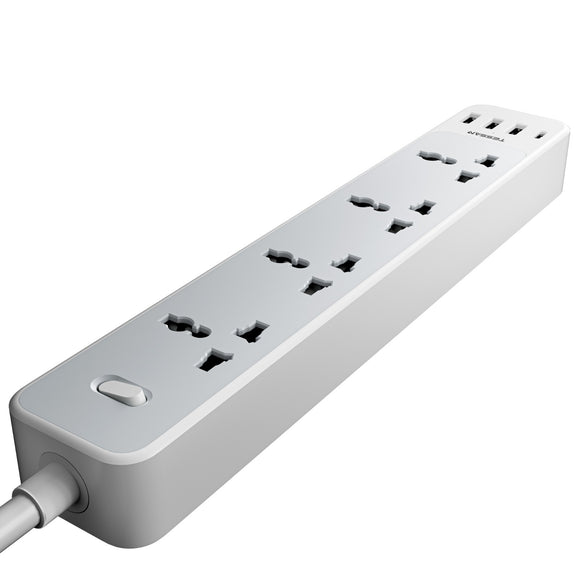 Tessan Multi Power Strip 4 AC Outlets 5 USB-A 1 Type-C for Home, Office (Gray) HK UK US UAE AU EU