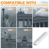 Tessan Multi Power Strip 4 AC Outlets 5 USB-A 1 Type-C for Home, Office (Gray) HK UK US UAE AU EU